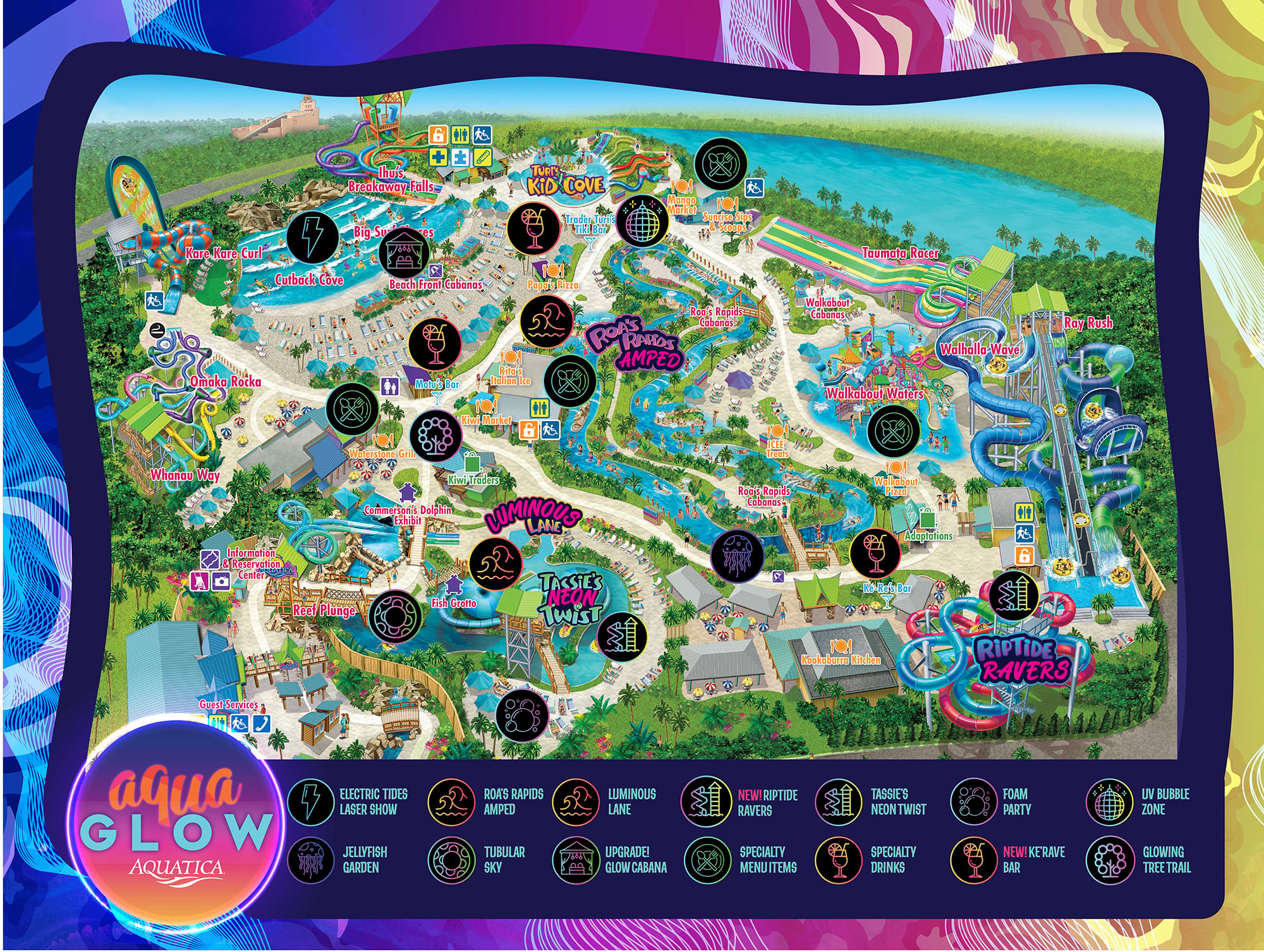 Aquatica Orlando AquaGlow 2024 Event Map