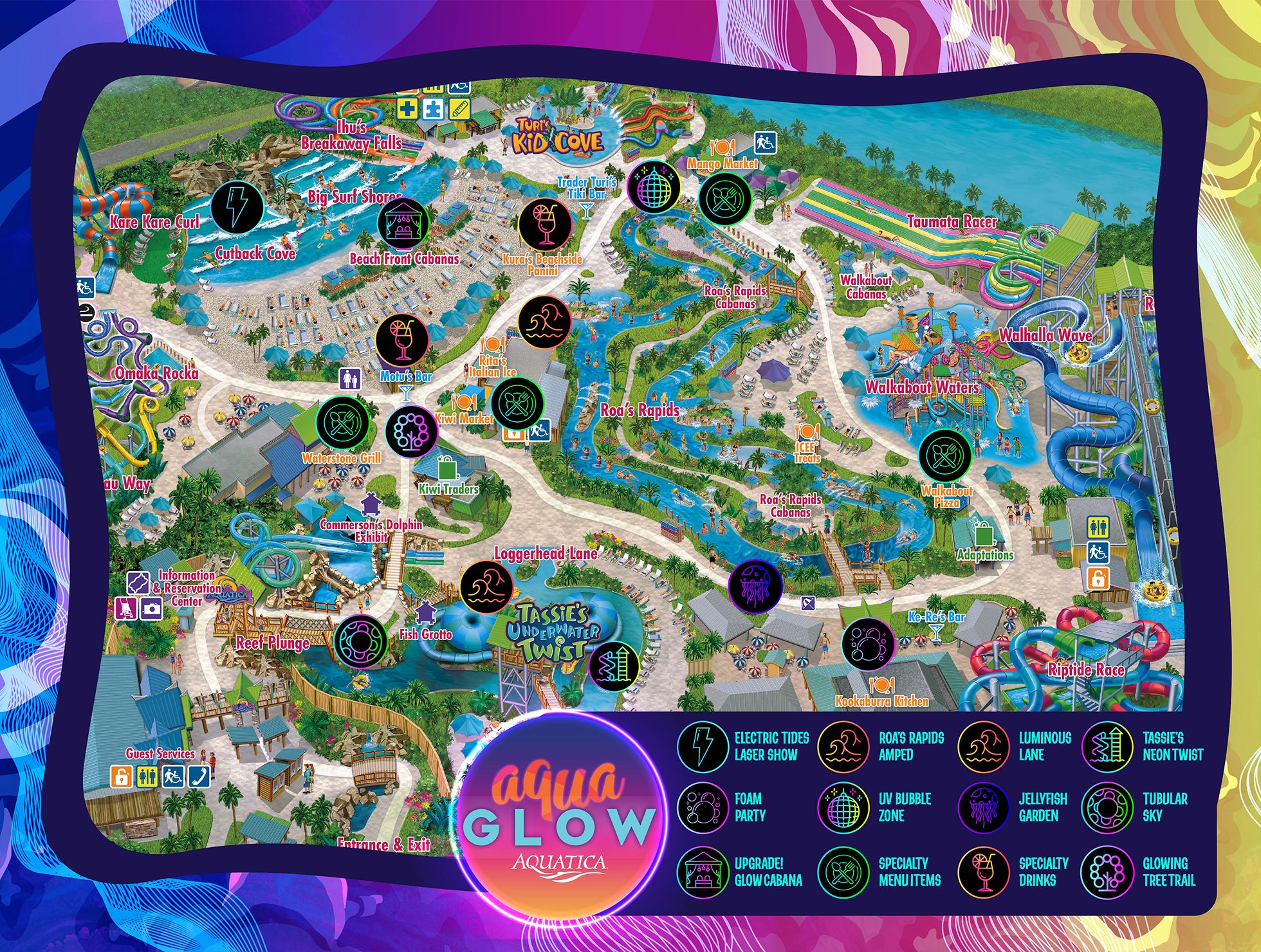 Aquatica Orlando AquaGlow 2024 Event Map
