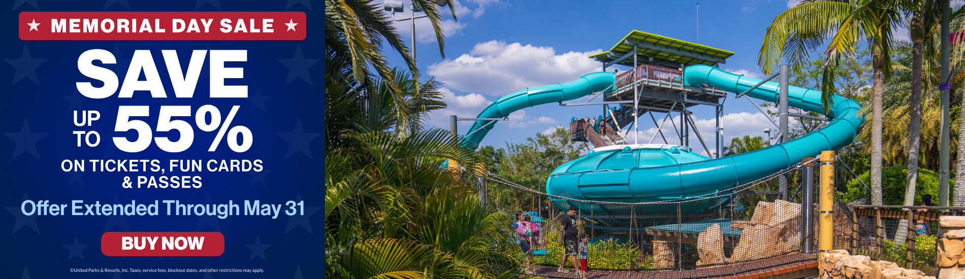 Memorial Day Sale Save up to 55% on tickets, fun cards & passes